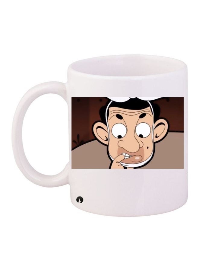 RYN Mr. Bean Printed Coffee Mug White/Beige/Brown 11ounce 