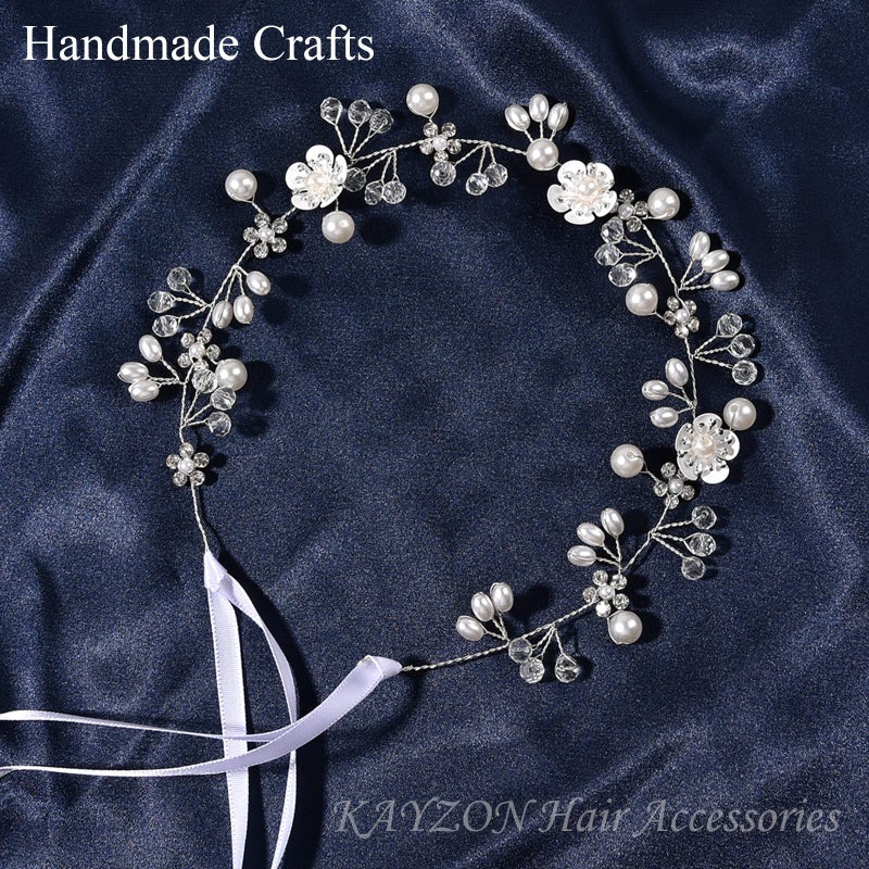 KAYZON Wedding Hair Accessories, Flower Girl Headpiece, Princess Headband with Pearls for Girls, Brides and Women (Silver) - Image 3