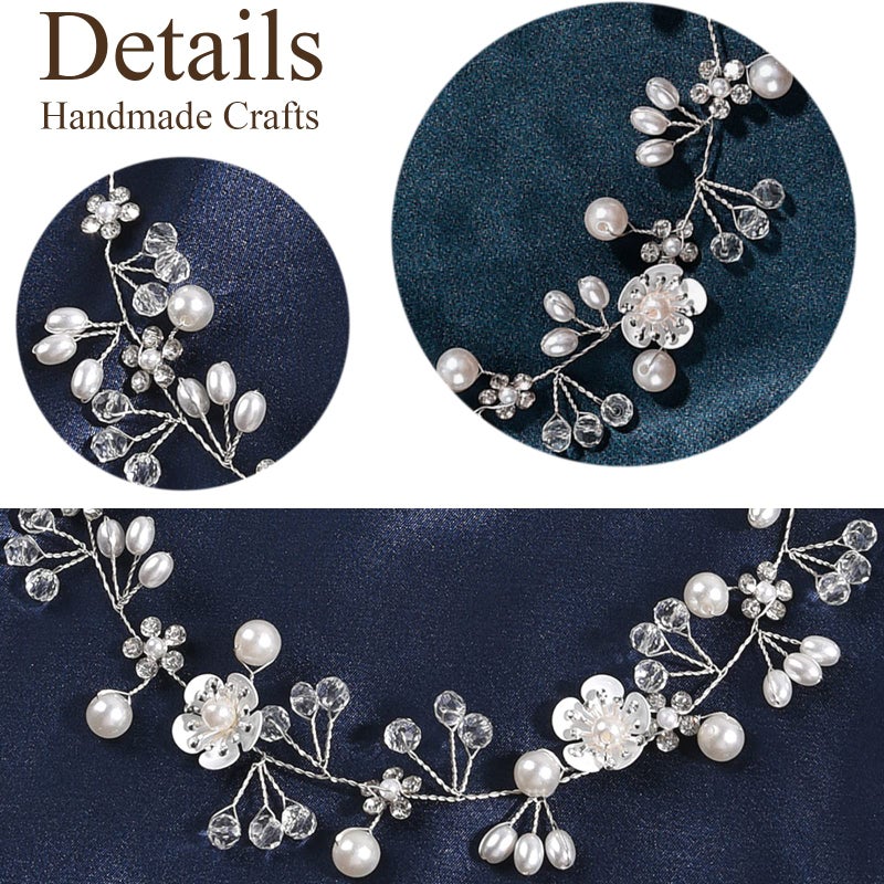 KAYZON Wedding Hair Accessories, Flower Girl Headpiece, Princess Headband with Pearls for Girls, Brides and Women (Silver) - Image 5