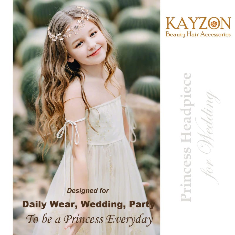 KAYZON Wedding Hair Accessories, Flower Girl Headpiece, Princess Headband with Pearls for Girls, Brides and Women (Silver) - Image 2