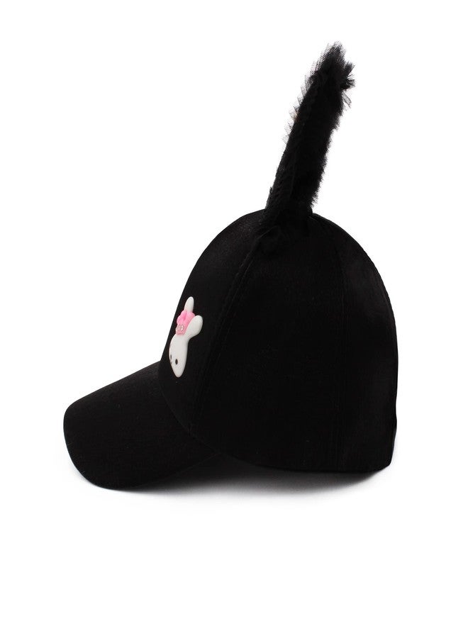 VRITRAZ Polyester Bunny Ears Designer And Cartoon Character Printed Little Cap For Kids, Baby Girls & Boys 3-12 Years (Black) - Image 5