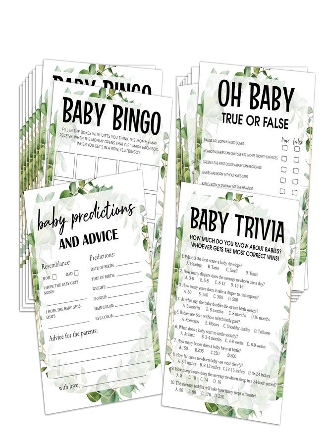 Huastatewolf Baby Shower Games Set, Baby Predictions, Oh Baby, Baby Trivia Game, 4 Baby Games for 25 Guests, Girl Boy Eucalyptus Baby Shower Decorations, 001 - Image 2
