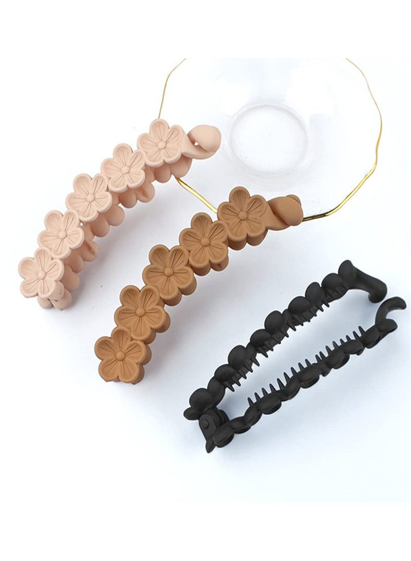 Excefore 6 Pack Banana Clips Hair Banana Clip Flower Hair Clips for Women Thick Hair Non Slip Banana Clips Hair Ponytail Clip Fine Hair Accessories for Women - Image 3