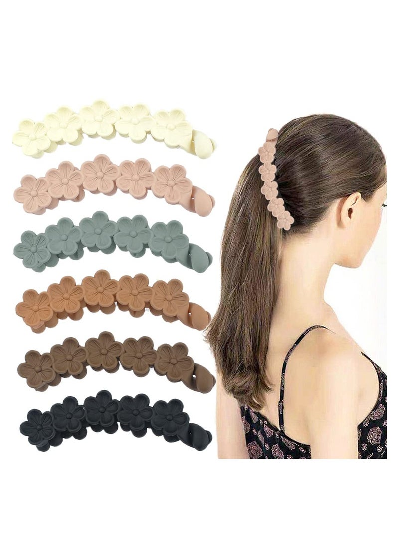 Excefore 6 Pack Banana Clips Hair Banana Clip Flower Hair Clips for Women Thick Hair Non Slip Banana Clips Hair Ponytail Clip Fine Hair Accessories for Women - Image 1