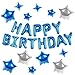 CANREVEL Happy Birthday Banner 13pcs 16 Inch Mylar Foil Letters with 12pcs Star Balloons Birthday Party Decorations for Kids and Adults 3D Blue - Image 3