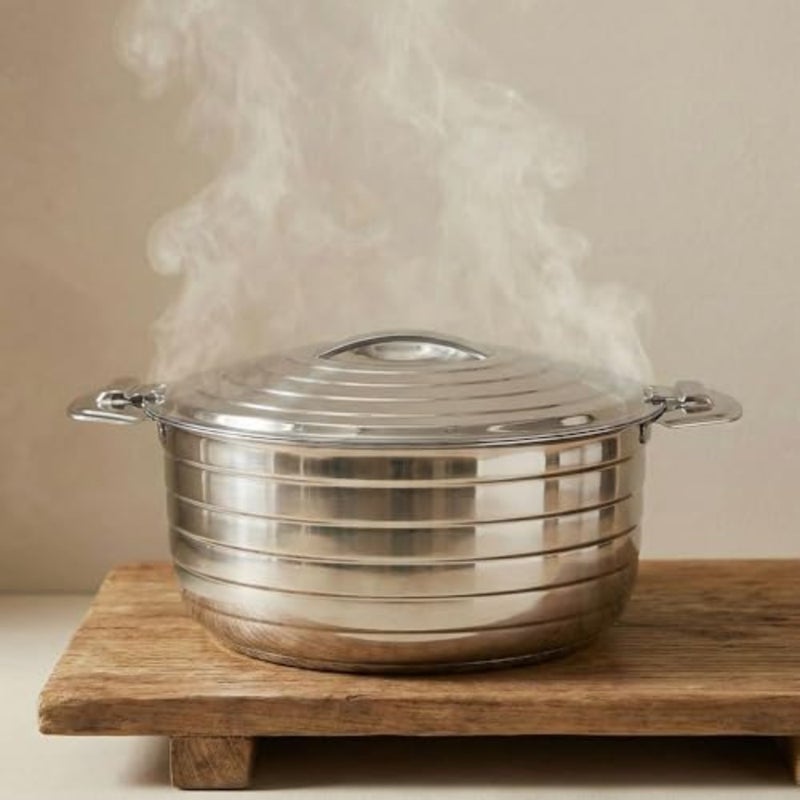 Hot Pot food warmer for home dining, stainless steel, silver, 5000ml insulated casserole with heat retention - Image 3