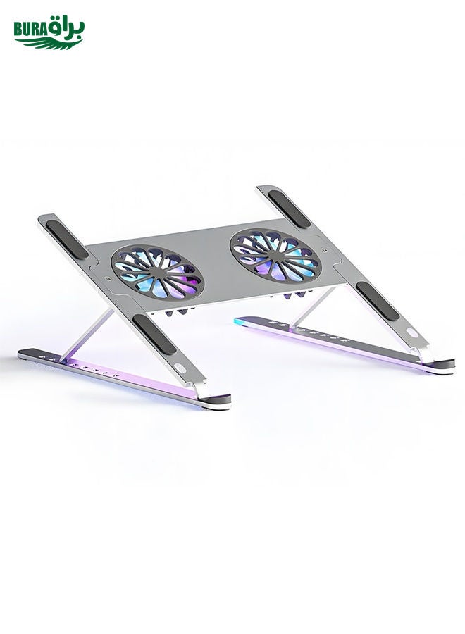 BURAQ BONERUY P11F Adjustable Laptop Stand Cooling Holder with Double Fans  - Image 1