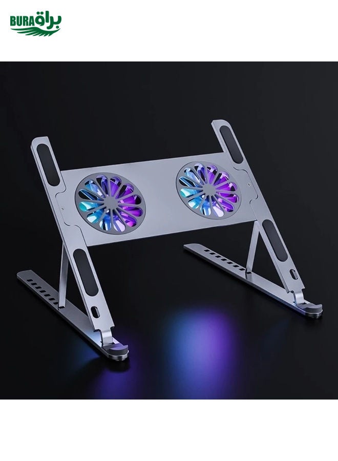 BURAQ BONERUY P11F Adjustable Laptop Stand Cooling Holder with Double Fans  - Image 2