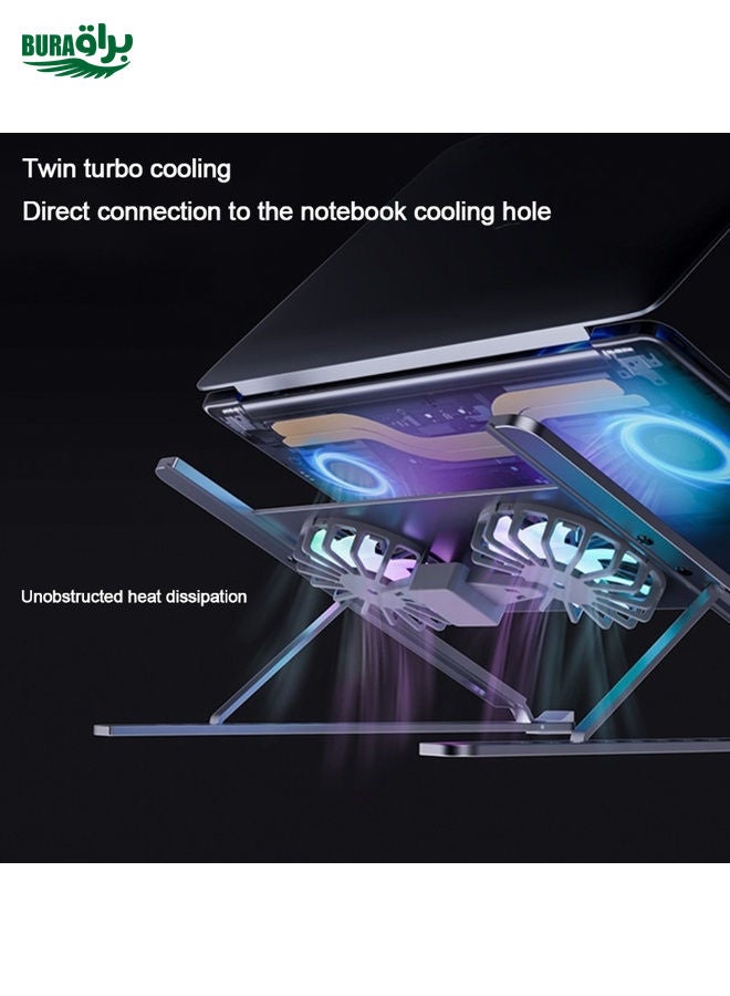 BURAQ BONERUY P11F Adjustable Laptop Stand Cooling Holder with Double Fans  - Image 4