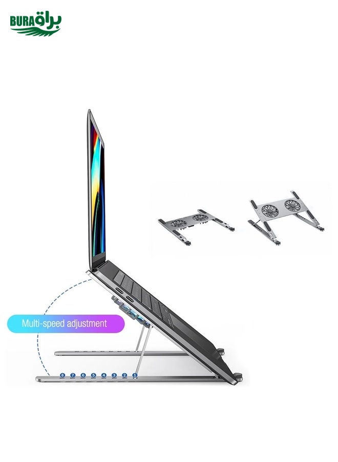 BURAQ BONERUY P11F Adjustable Laptop Stand Cooling Holder with Double Fans  - Image 5