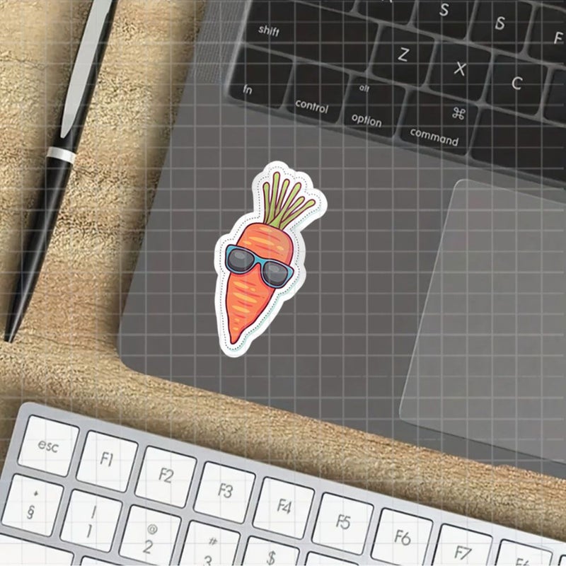 Polychrome 3 Inch Vinyl Stickers Cartoon Carrots With Glasses Oil Resistant Decals - Image 5