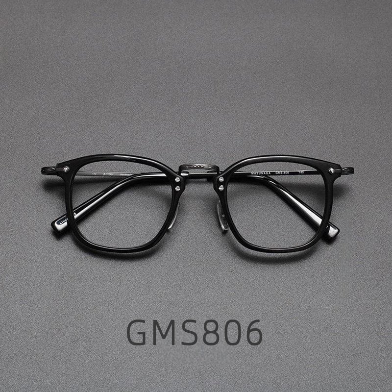 إطارات نظارات من التيتانيوم النقي وأسيتات، مربعة كلاسيكية GMS806 للرجال - Image 1