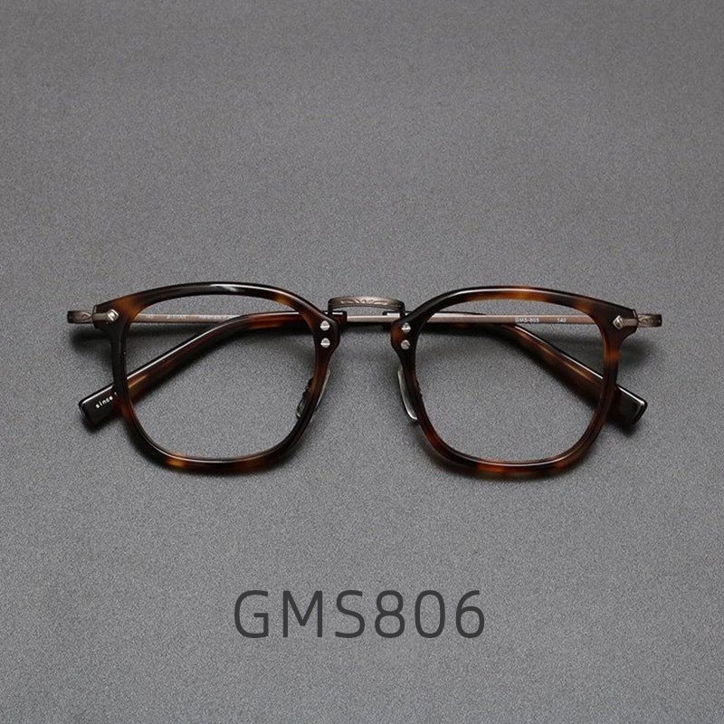 إطارات نظارات من التيتانيوم النقي وأسيتات، مربعة كلاسيكية GMS806 للرجال - Image 3