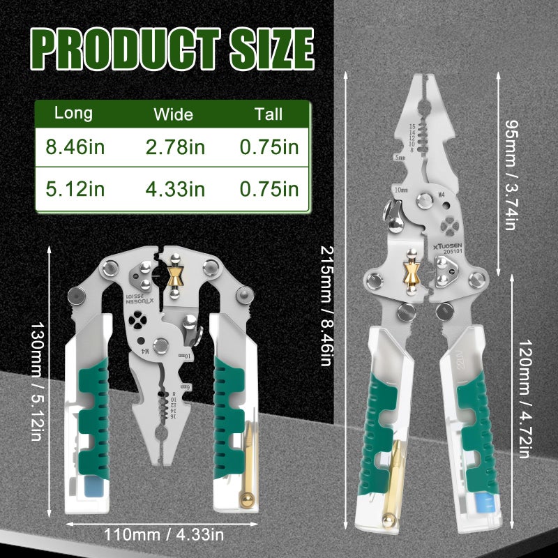 BSummit 18 In 1 Foldable ï¼·ire Stripper, With Voltage Detector, Multifunctional Wire Stripping Pliers for Cutting And Pulling Wires Cable, Cable Cutters with Plier, Crimper (1PCS) - Image 2