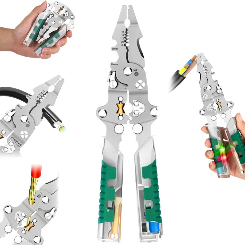 BSummit 18 In 1 Foldable ï¼·ire Stripper, With Voltage Detector, Multifunctional Wire Stripping Pliers for Cutting And Pulling Wires Cable, Cable Cutters with Plier, Crimper (1PCS) - Image 1