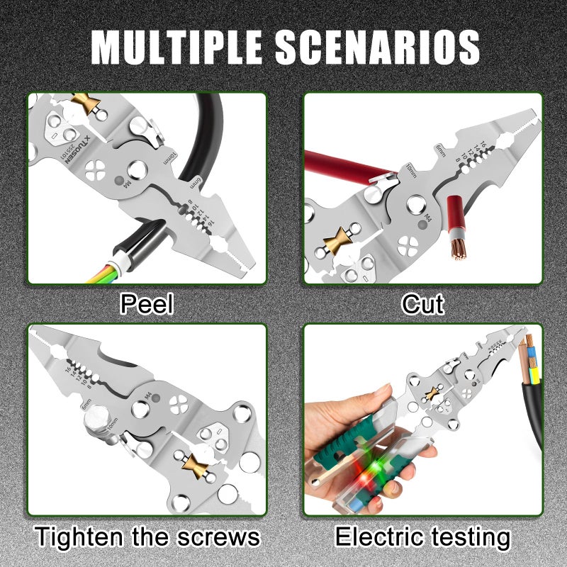 BSummit 18 In 1 Foldable ï¼·ire Stripper, With Voltage Detector, Multifunctional Wire Stripping Pliers for Cutting And Pulling Wires Cable, Cable Cutters with Plier, Crimper (1PCS) - Image 5