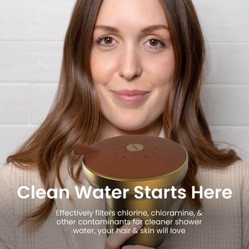 AQUA TRU AquaTru Shower - High Pressure Shower Filter Removes Impurities from Hard Water to Support Healthy Skin, Scalp, Hair, Reduce Breakage, and Enhance Your Beauty and Self-Care Routine (Brushed Gold) - Image 5