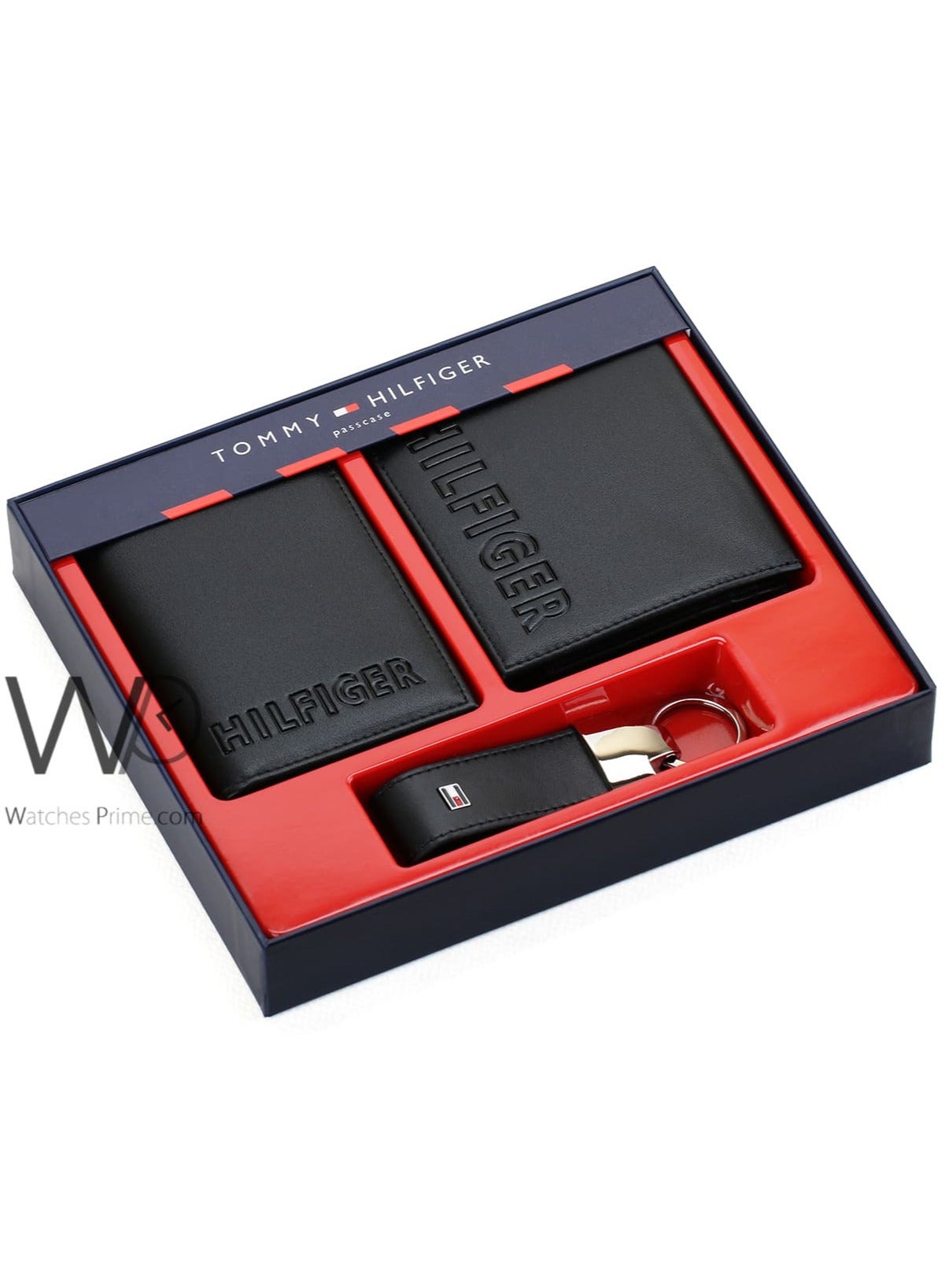 Tommy Hilfiger Men's Black Genuine Leather Key Wallet and Card Holder Gift Set