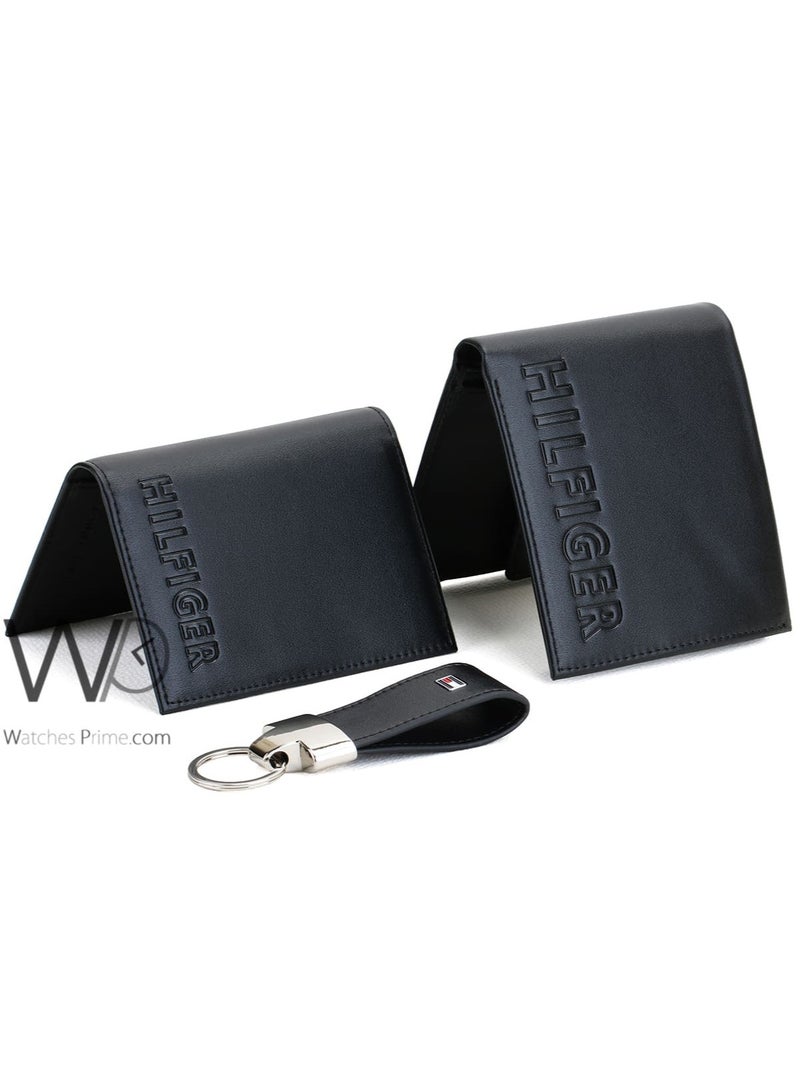 Tommy Hilfiger Men's Black Genuine Leather Key Wallet and Card Holder Gift Set