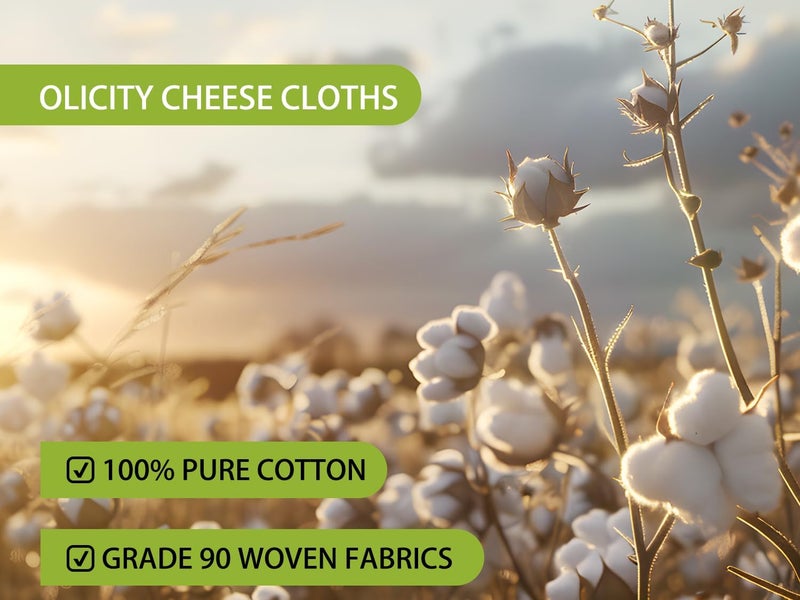 Olicity Cheese Cloths, 4PCS, Double-Layer, 20x20Inch, Reusable Grade 90 Cheese Cloth Bag for Straining, Hemmed Unbleached Cotton Precut Fine Mesh Muslin Cheesecloth for Brew, Jelly, Yogurt - Image 2