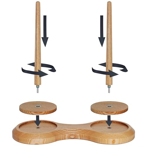 BARVA Double Yarn Holder 44 Lb Total Capacity for Chunky Yarn | Dual Bearing Spinners & Big Rubber Anti Slip Pads for Max Stability | European Wood Crochet Accessories & Pro Tools for Fiber Crafts - Image 2