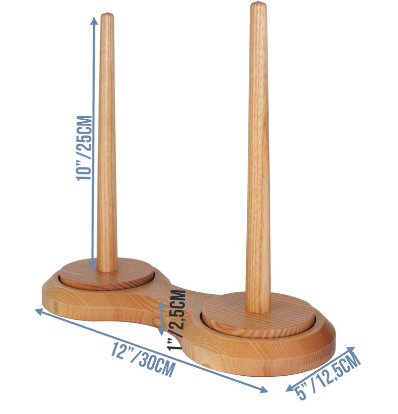 BARVA Double Yarn Holder 44 Lb Total Capacity for Chunky Yarn | Dual Bearing Spinners & Big Rubber Anti Slip Pads for Max Stability | European Wood Crochet Accessories & Pro Tools for Fiber Crafts - Image 3