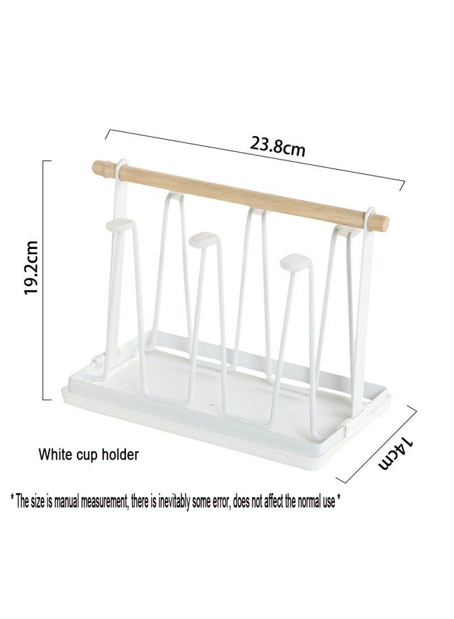 Coffee cup holder 6 cups Mug Drainer Stand Rack Non-slip Stand Organizer with Wood Handle - Image 2
