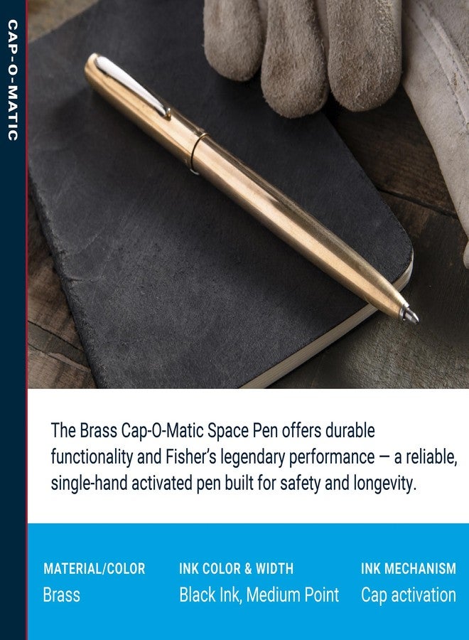 فيشر قلم فيشر سبيس بين كاب-أو-ماتيك المصنوع من سبيكة النحاس، قلم حبر جاف، نحاس مصقول، حبر أسود، علبة هدايا - Image 2