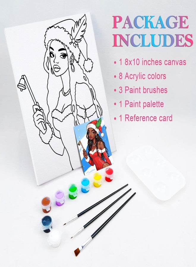 Nuberlic 8x10 Pre Drawn Canvas to Paint for Adults Sip and Paint Party Blasian Lady Afro Americans Woman Christams Birthday Gift Painting Kits DIY - Image 5