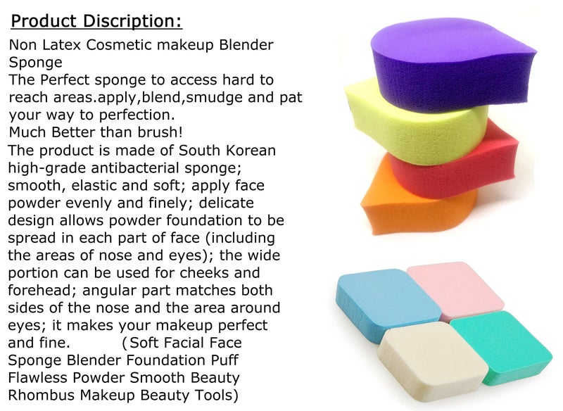 Out of the Box Kelley Pack of 8 Imported Make up Blending Cosmetic Conceler, Powder, Foundation Sponge Puff - Image 2