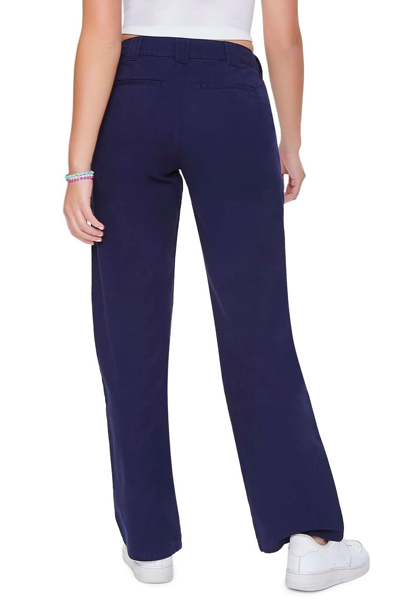 Forever 21 Straight-Leg Twill Pants Navy Medium - Image 4