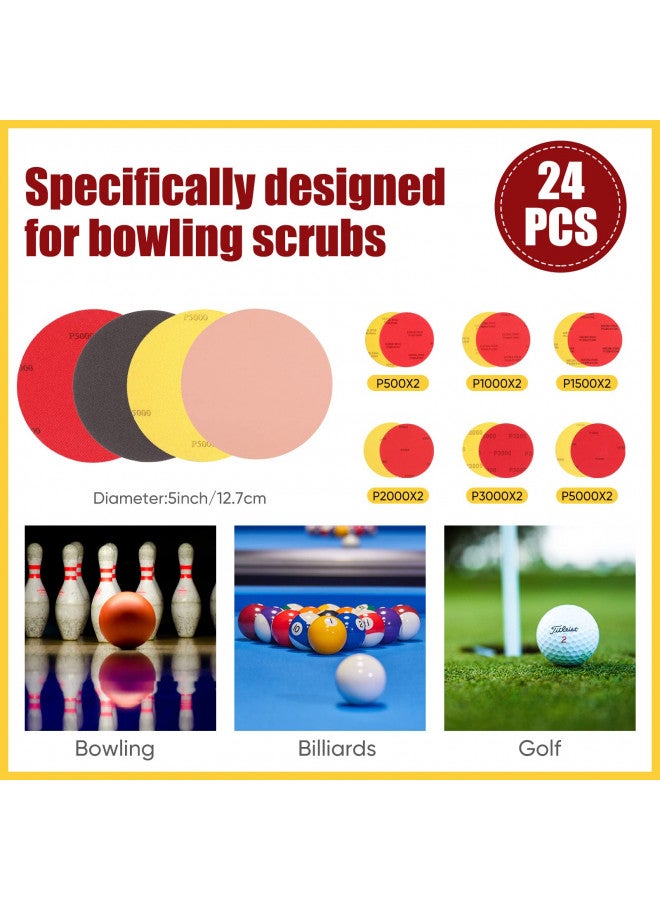 Loopeer Loopeer 24 Pieces Bowling Sanding Pads Resurfacing Polishing Kit Bowling Ball Cleaner Kit Bowling Accessories Kit Bowling Ball Cleaning Kit Bowling Ball Sand Pads, Grit 500 1000 1500 2000 3000 5000  - Image 2