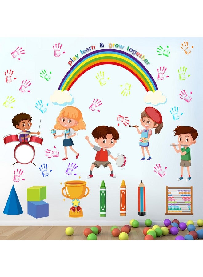 Finduat Play Learn & Grow Together Wall Stickers - Inspirational Quotes Rainbow Wall Decals - Baby Nursery Kids Room Daycare Playroom Classroom Wall Decor - Image 1