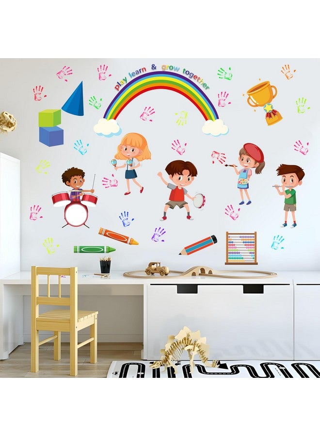 Finduat Play Learn & Grow Together Wall Stickers - Inspirational Quotes Rainbow Wall Decals - Baby Nursery Kids Room Daycare Playroom Classroom Wall Decor - Image 3