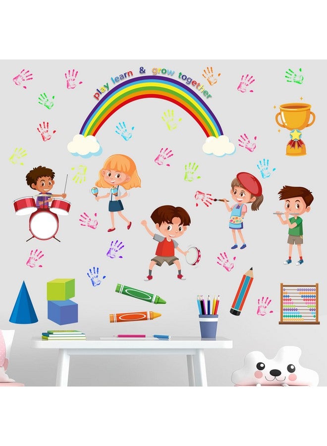 Finduat Play Learn & Grow Together Wall Stickers - Inspirational Quotes Rainbow Wall Decals - Baby Nursery Kids Room Daycare Playroom Classroom Wall Decor - Image 2
