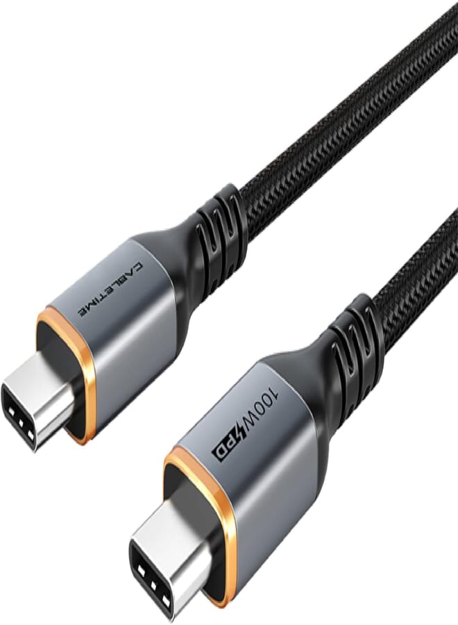 CABLETIME CABLETIME USB C Cable 100W Fast Charging (1 Meter) Nylon Braided with E-Marker chip, 20V/5A, Support QC4.0/PD3.0, (RoHS2, REACH, USB-IF) Compliance, 2-Years Warranty