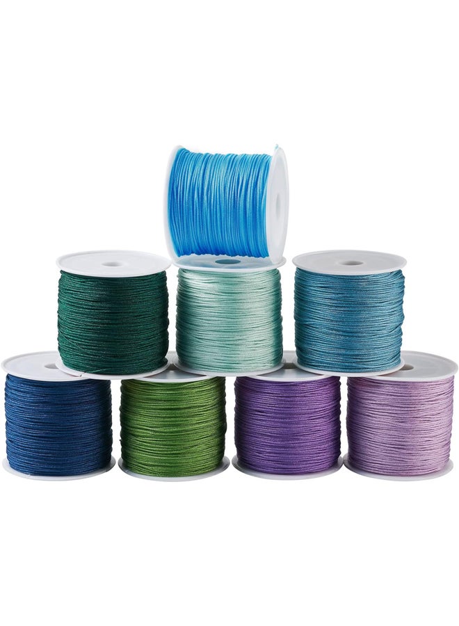 8 Rolls Braided Nylon Cord, 8 Colors, 0.8mm, Chinese Kumihimo Thread for Making Bracelets, Necklaces, Macrame, Fringes - Image 2