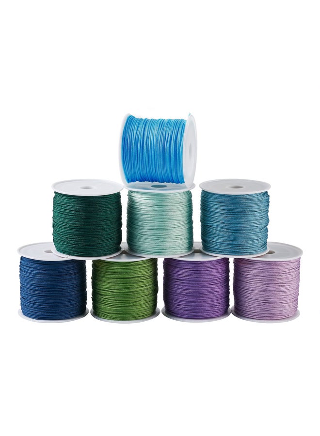 8 Rolls Braided Nylon Cord, 8 Colors, 0.8mm, Chinese Kumihimo Thread for Making Bracelets, Necklaces, Macrame, Fringes - Image 1