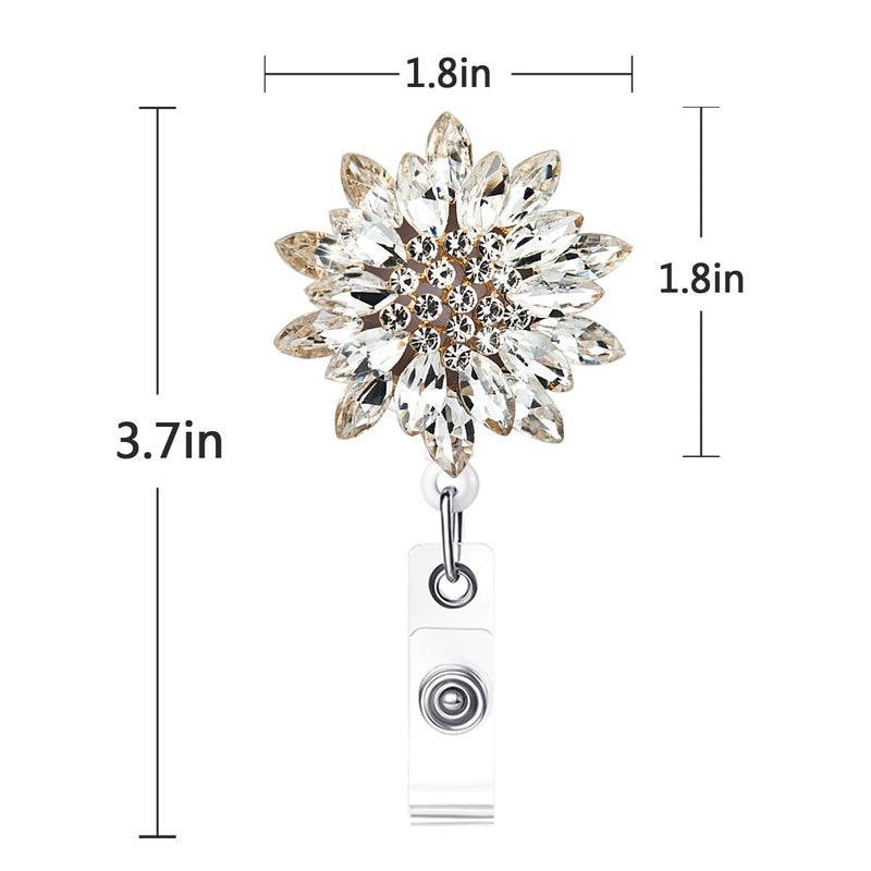 Ascrafter Luxury Retractable Badge Holder  Bling Badge Reel  Sparkling Crystal Name Badge Clip For Women - Image 3