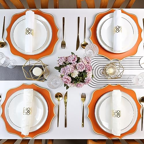 Omuriko Orange Chargers for Dinner Plates, 13 Inch Scalloped Plastic Decorative Table Charge Service Plates Set of 6 for Wedding, Holiday, Thanksgivng, Christmas - Image 2