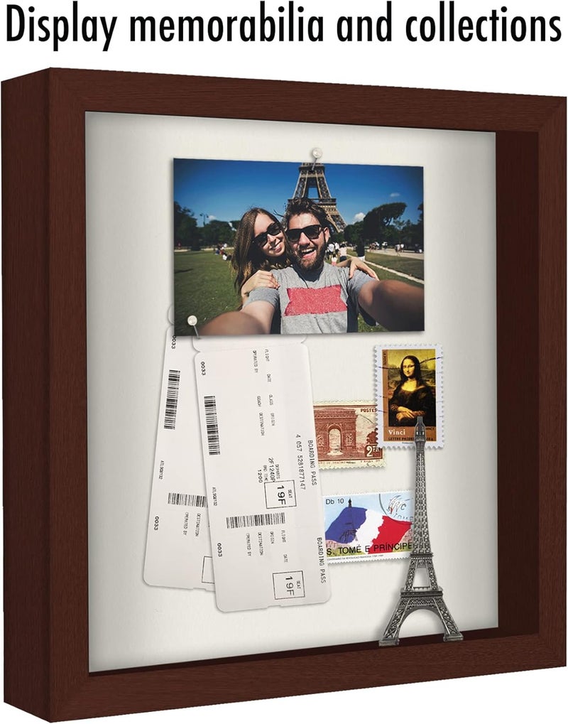 11x11 Shadow Box Frame with Shatter-Resistant Glass - Silhouette Collection - Large Shadow Box Display Case for Tabletop and Wall Display - Mahogany with Soft Felt Back - Image 5
