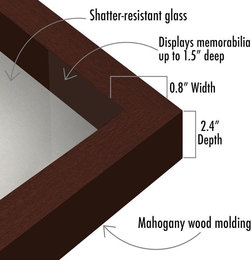11x11 Shadow Box Frame with Shatter-Resistant Glass - Silhouette Collection - Large Shadow Box Display Case for Tabletop and Wall Display - Mahogany with Soft Felt Back - Image 3