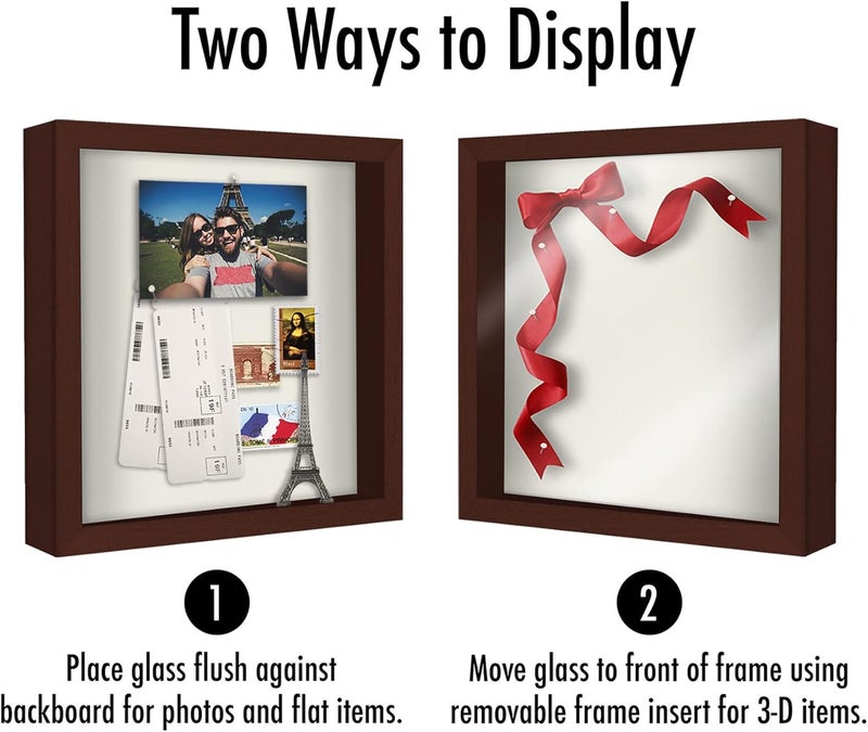 11x11 Shadow Box Frame with Shatter-Resistant Glass - Silhouette Collection - Large Shadow Box Display Case for Tabletop and Wall Display - Mahogany with Soft Felt Back - Image 4