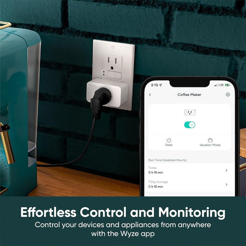 WYZE Plug, 2.4GHz WiFi Smart Plug, Works with Alexa, Google Assistant, IFTTT, No Hub Required, Two-Pack, White - Image 2