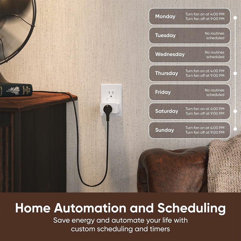 WYZE Plug, 2.4GHz WiFi Smart Plug, Works with Alexa, Google Assistant, IFTTT, No Hub Required, Two-Pack, White - Image 3