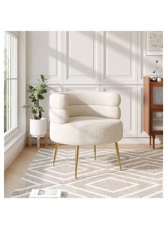 JOMILA Single Seater Sofa Armchair Lazy Susan Sun Chair for Living Room Bedroom Apartment Balcony Washable Small White Golden legs  - Image 5