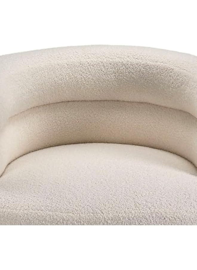 JOMILA Single Seater Sofa Armchair Lazy Susan Sun Chair for Living Room Bedroom Apartment Balcony Washable Small White Golden legs  - Image 2