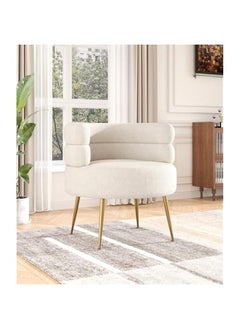 JOMILA Single Seater Sofa Armchair Lazy Susan Sun Chair for Living Room Bedroom Apartment Balcony Washable Small White Golden legs  - Image 4