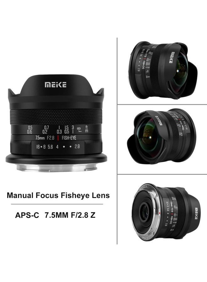Meike عدسة بزاوية واسعة 7.5 مم f2.8 بفتحة كبيرة للتركيز اليدوي لكاميرات نيكون Z-Mount المرآة Z50 ومتوافقة مع Z5 Z6 Z7 في وضع APS-C - Image 2