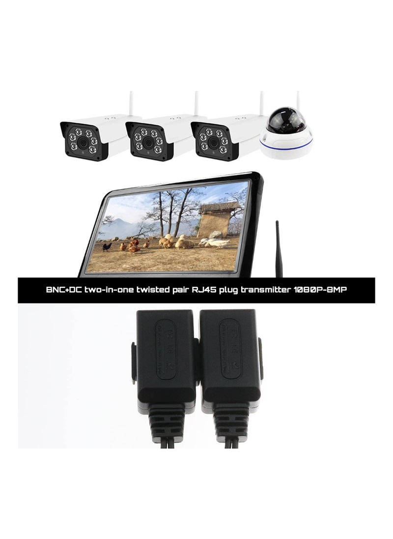 4 قطع محول فيديو سلبي، محول إرسال واستقبال Rj45 إلى BNC، محول صوت وفيديو سلبي بقوة 1080 بكسل - 8 ميجابكسل، بلاستيك معدني، يدعم جميع أجهزة الفيديو والكاميرات والشاشات وبطاقات DVR وأجهزة تسجيل الفيديو